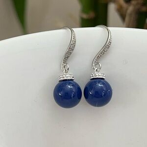 Swarovski Silver and Deep Blue Earrings